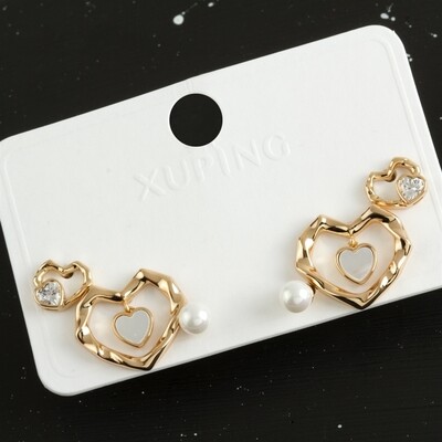6 Pcs Xuping Heart Pearl Luxury Earrings
