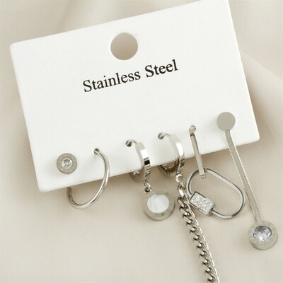 6 Pieces Hook Luxury Steel Earrings