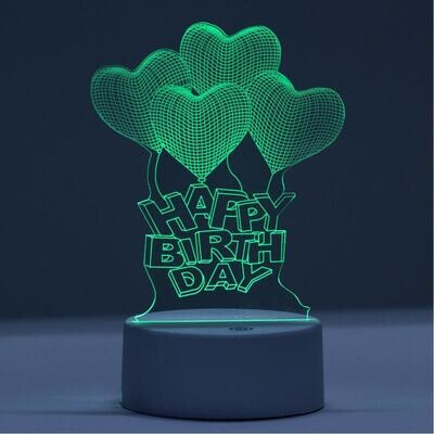 Happy Birth Day Flying Balloons 3D Touch Night Light
