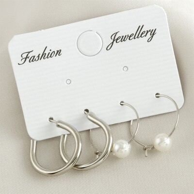 4 Pieces Pearl Hoop Earrings 1.5 cm