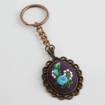 Purple Cross-stitch Keychain