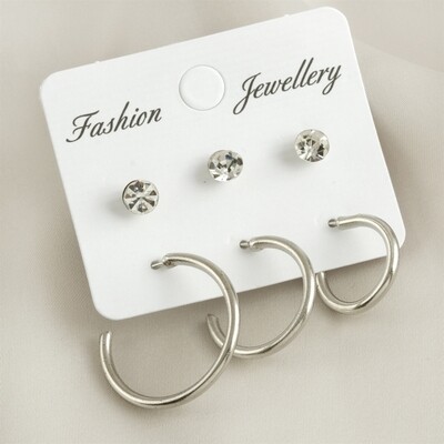 6 Pieces Tubular Stone Hoop Earrings 1.5-2-2.5 cm