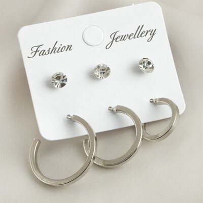 6 Pieces Angular Stone Hoop Earrings 1.5-2-2.5 cm