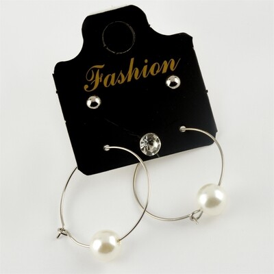 6 Pieces Pearl Stone Hoop Earrings 2.5 cm