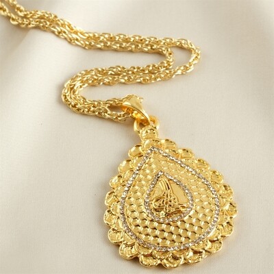 Oval Shaped Stone Gold Plated Necklace