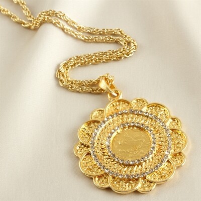 Flower Stone Gold Plated Necklace