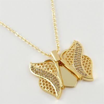 Butterfly Figured Collapsible Zircon Stone Trend Necklace