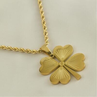 Clover Figured Luxury Steel Necklace Large Size