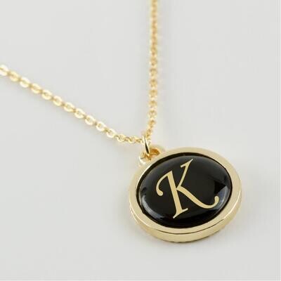 Black Color Mother of Pearl Letter Necklace