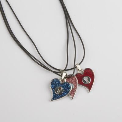 Colorful Key Entry Heart Vinlex Leather Necklace