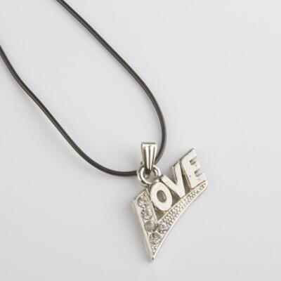 Stone Love Figured Vinlex Leather Necklace
