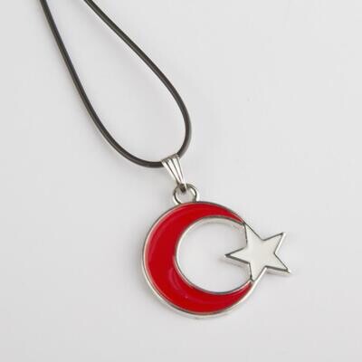 Red Crescent and Star Necklace