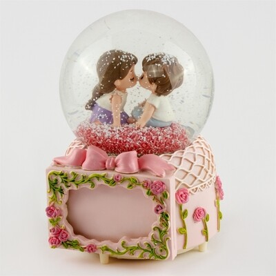 Double Figured Photo Framed Wind Up Musical Snow Globe (Large)