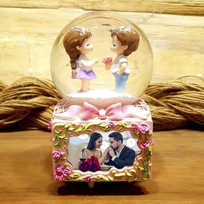 Double Figure Photo Framed Snow Globe with Battery and Music (Large Size)