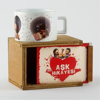 Love Story Figured Wooden Boxed Mug (valentine's day gift)