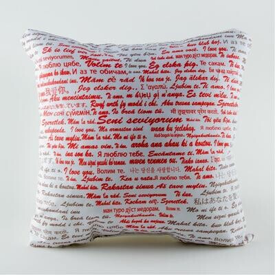 Puff Pillow with I Love You in 100 Languages