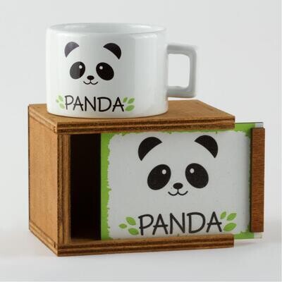 Cute Panda Figured Wooden Boxed Mug