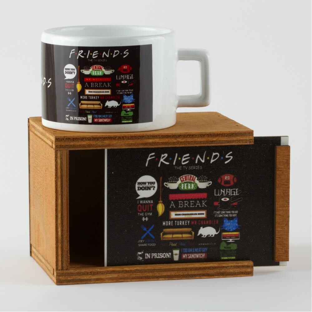 Friends Written Wooden Boxed Mug