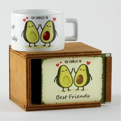 Best Friends Avocado Figured Wooden Boxed Mug