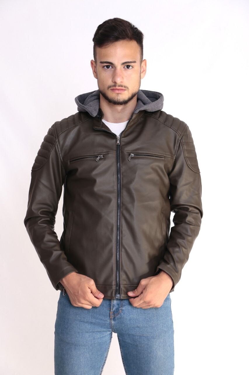 Leather jacket with rhinestones