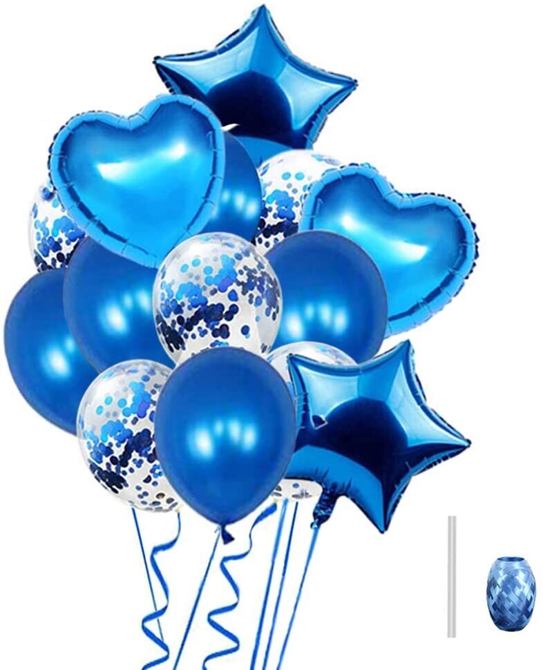 Blue 14pc balloon set (helium filled)