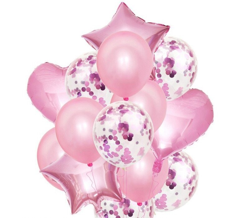 Pink 14pc balloon set (helium filled)