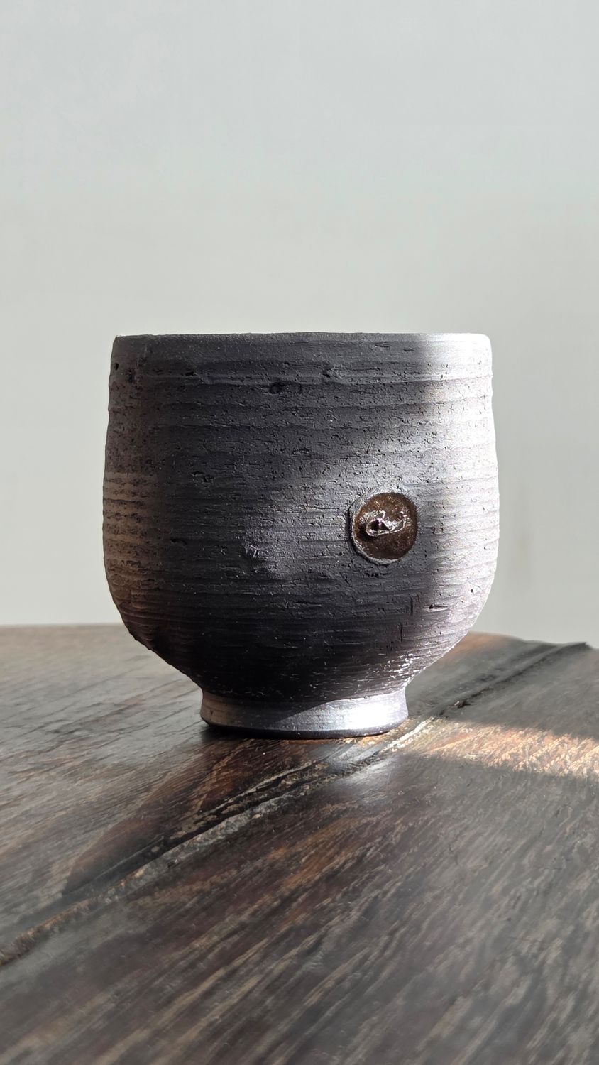 Yunomi Tea Cup - Unglazed Black Stoneware | Textured, Timeless, Handcrafted