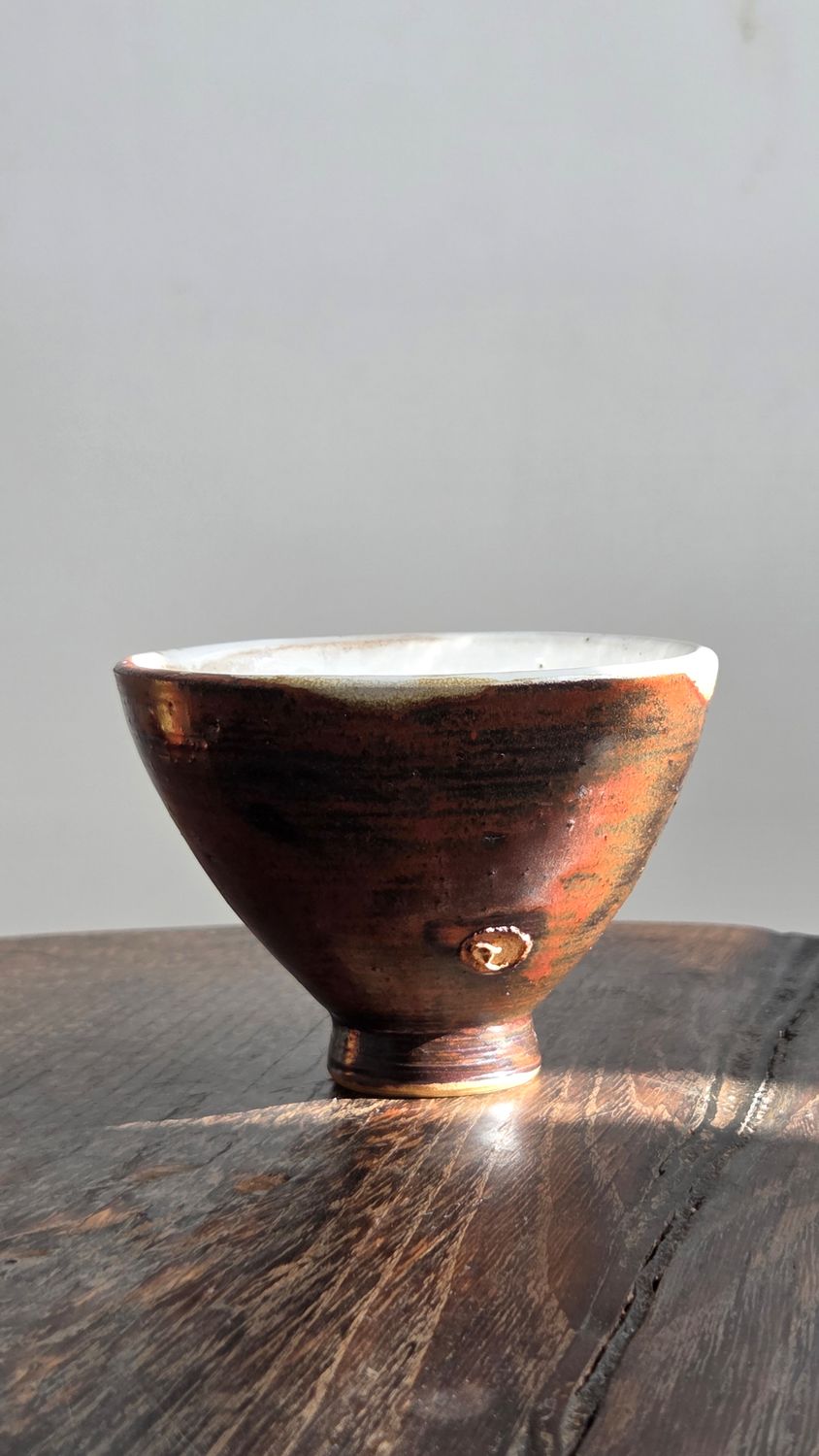 Gongfu Teacup – Copper Flame Exterior &amp; White Interior