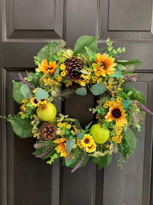 APPLES AND SUNFLOWERS WREATH