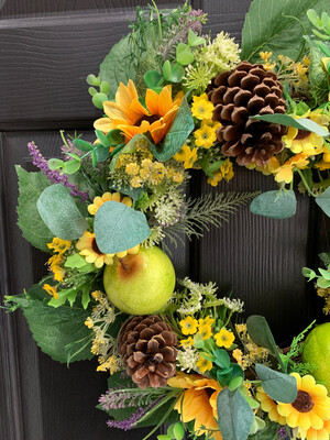 APPLES AND SUNFLOWERS WREATH