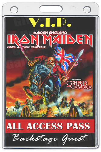 IRON MAIDEN COHEED &amp; CABRIA ALL ACCESS LAMINATED PASS