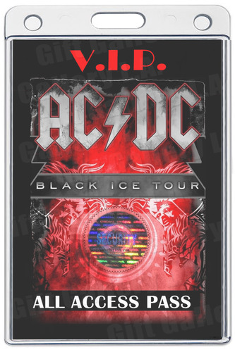 AC/DC ALL ACCESS LAMINATED PASS V.I.P. BLACK ICE TOUR