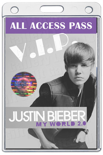 JUSTIN BIEBER ALL ACCESS LAMINATED PASS V.I.P.