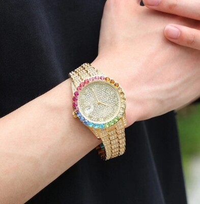 Western Rainbow Unisex Icedout Watch