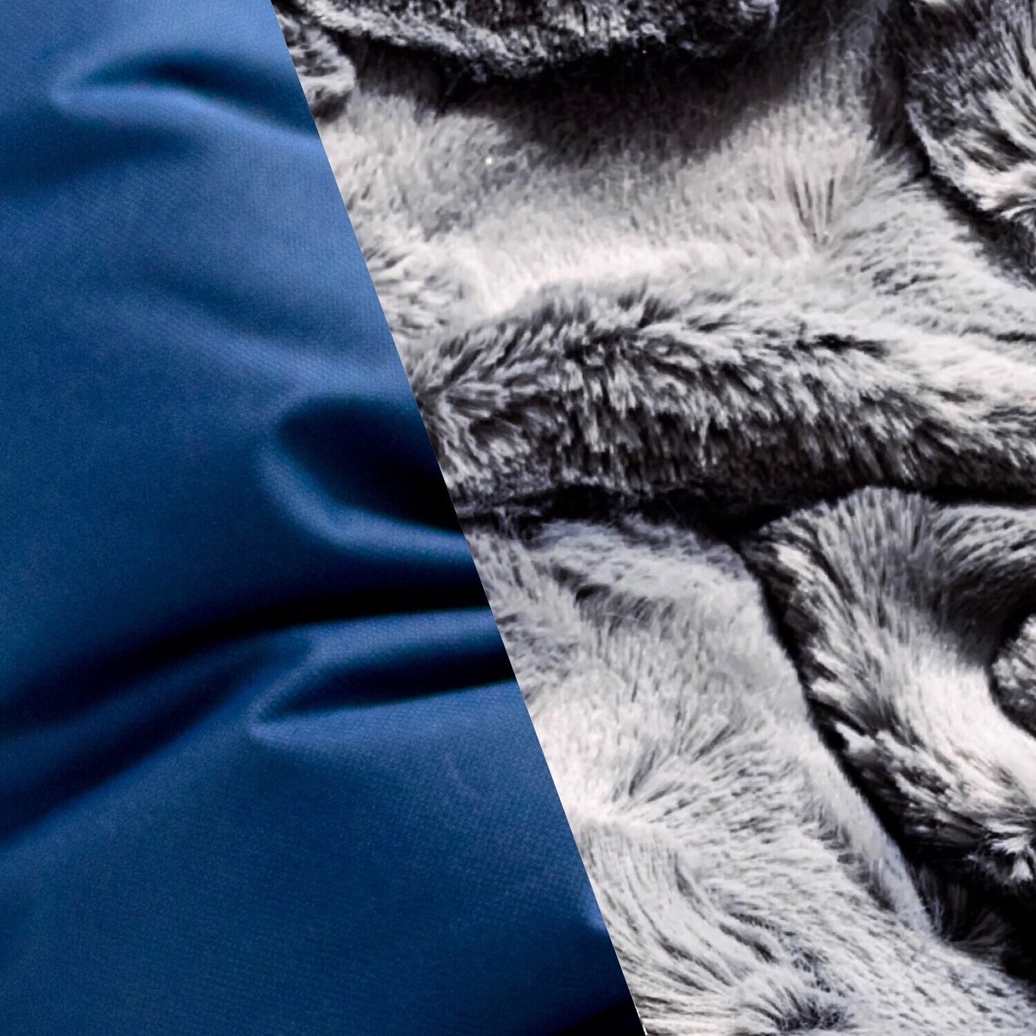 Körbchentasche - blau/ Innenstoff wählbar Gr. XS - XL, Kuschelstoff/ Innenstoff: Grau