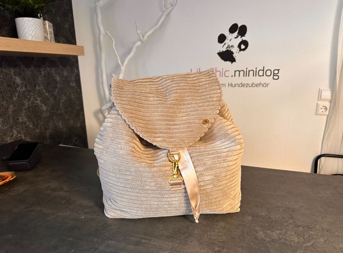 Bauchtasche Cord taupe/ Leo