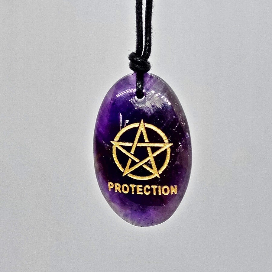 Amethyst Anhänger Protection mit Pentagramm