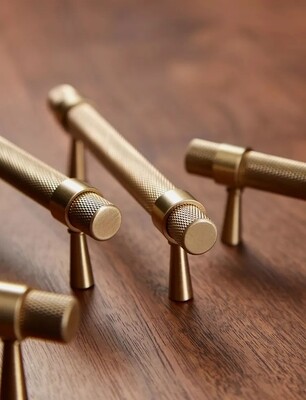 Gold Brass Knurled texture cabinet bar handle