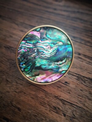 Gold or silver iridescent Rainbow Abalone Shell Drawer pull
