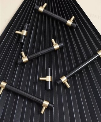Shiny black nero marble cabinet bar Handle