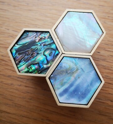 Hexagonal mother of pearl and Brass Cabinet Pulls 