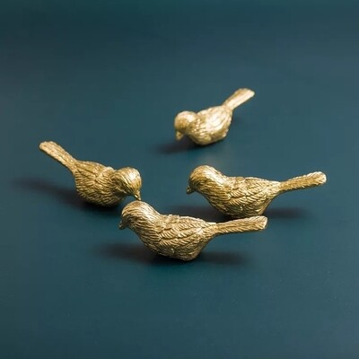 Solid brass Gold Sparrow bird Cabinet Pull