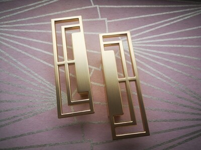 Rectangle gold or black brass coated cabinet pulls