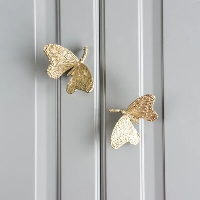 Gold realistic butterfly cabinet pull door handle