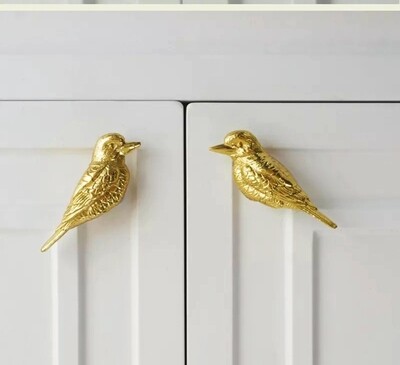 Gold brass kingfisher bird cabinet pull