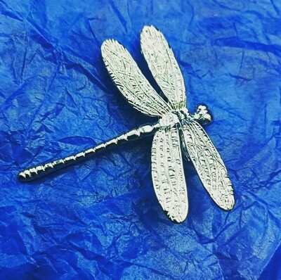 Shiny silver dragonfly cabinet pull