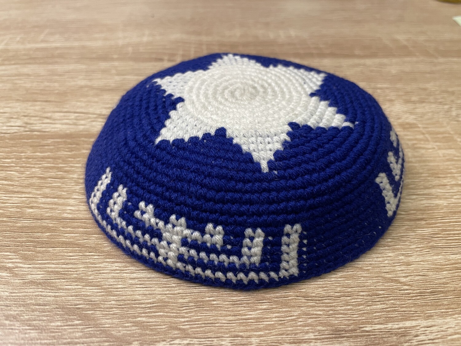 Navy Kippot with Menorahs from Uganda