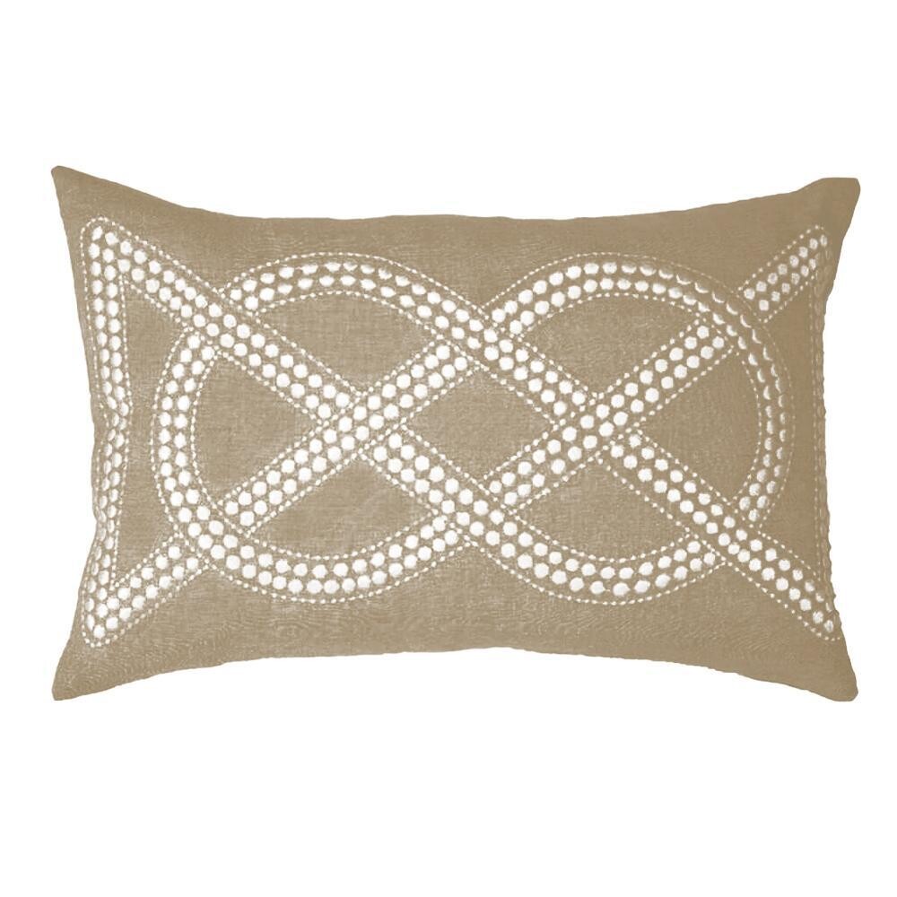 Dot Chain Knot Natural Cotton Lumbar Cushion 35 x 55cm