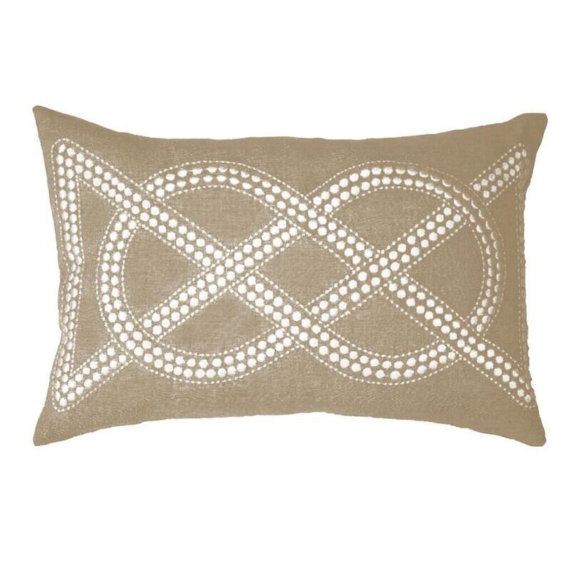 Dot Chain Knot Natural Cotton Lumbar Cushion 35 x 55cm