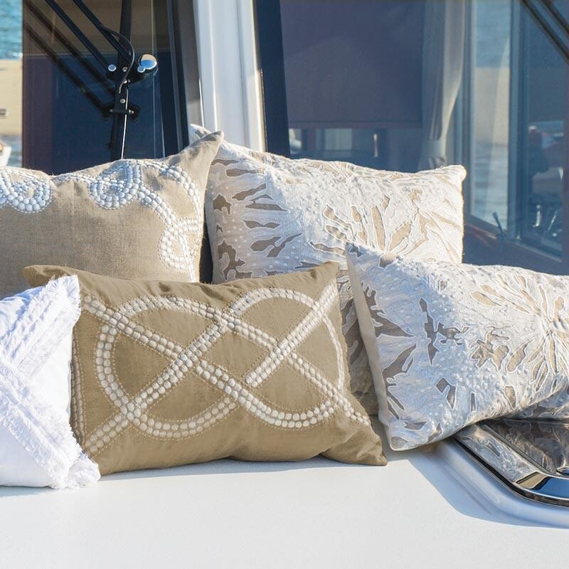 Dot Chain Knot Natural Cotton Lumbar Cushion 35 x 55cm